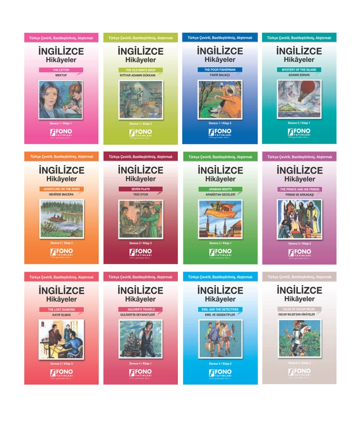 İngilizce-Türkçe Hikayeler (12 Kitap Set) (derece 1-2-3-4)
