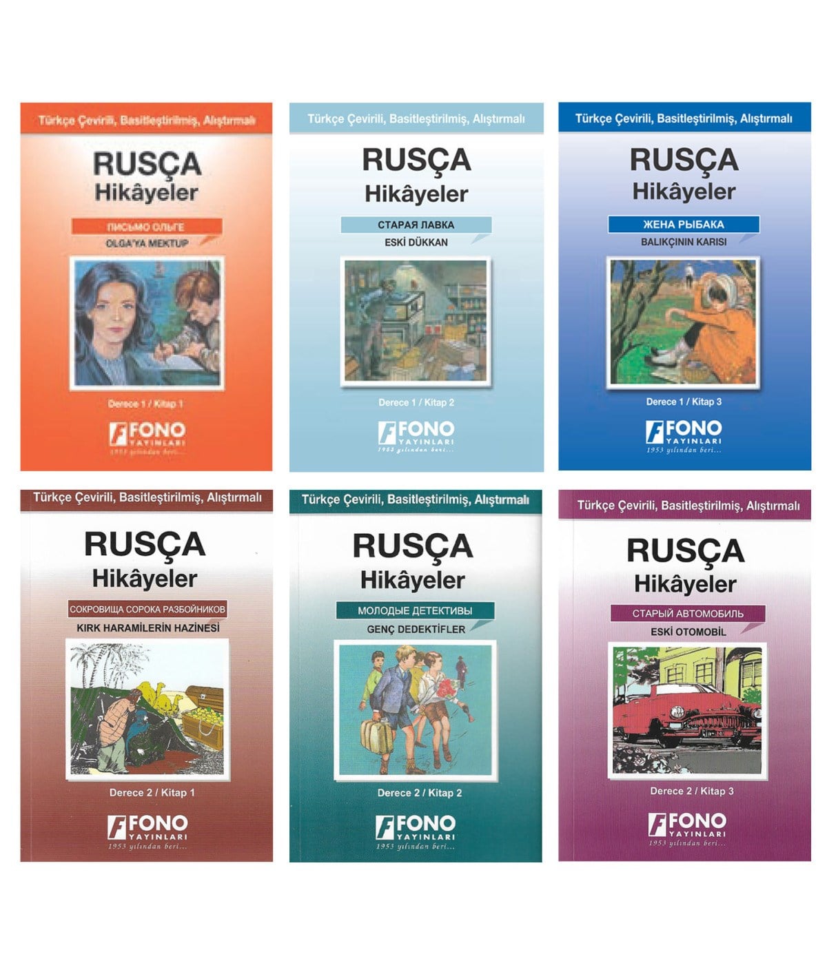 Rusça-Türkçe Hikayeler (6 Kitap Set) (derece 1-2)