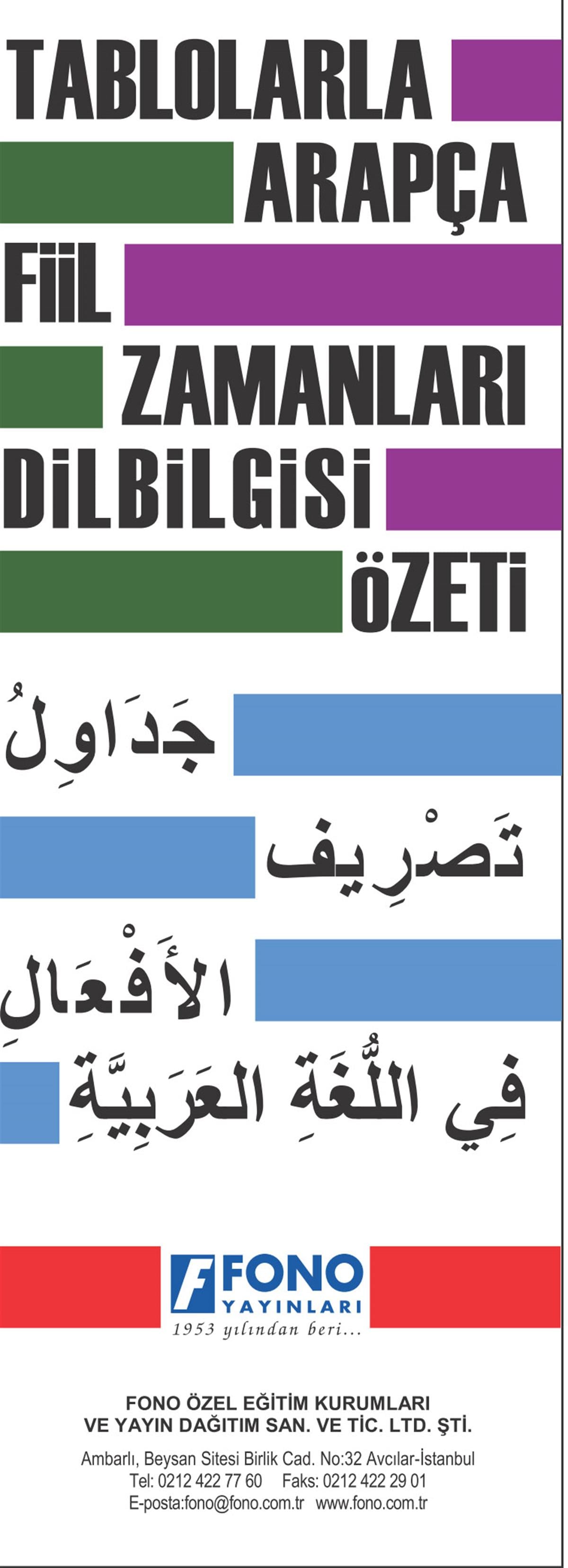 Tablolarla Arapça Fiil Zamanlari ve Dilbilgisi Özeti