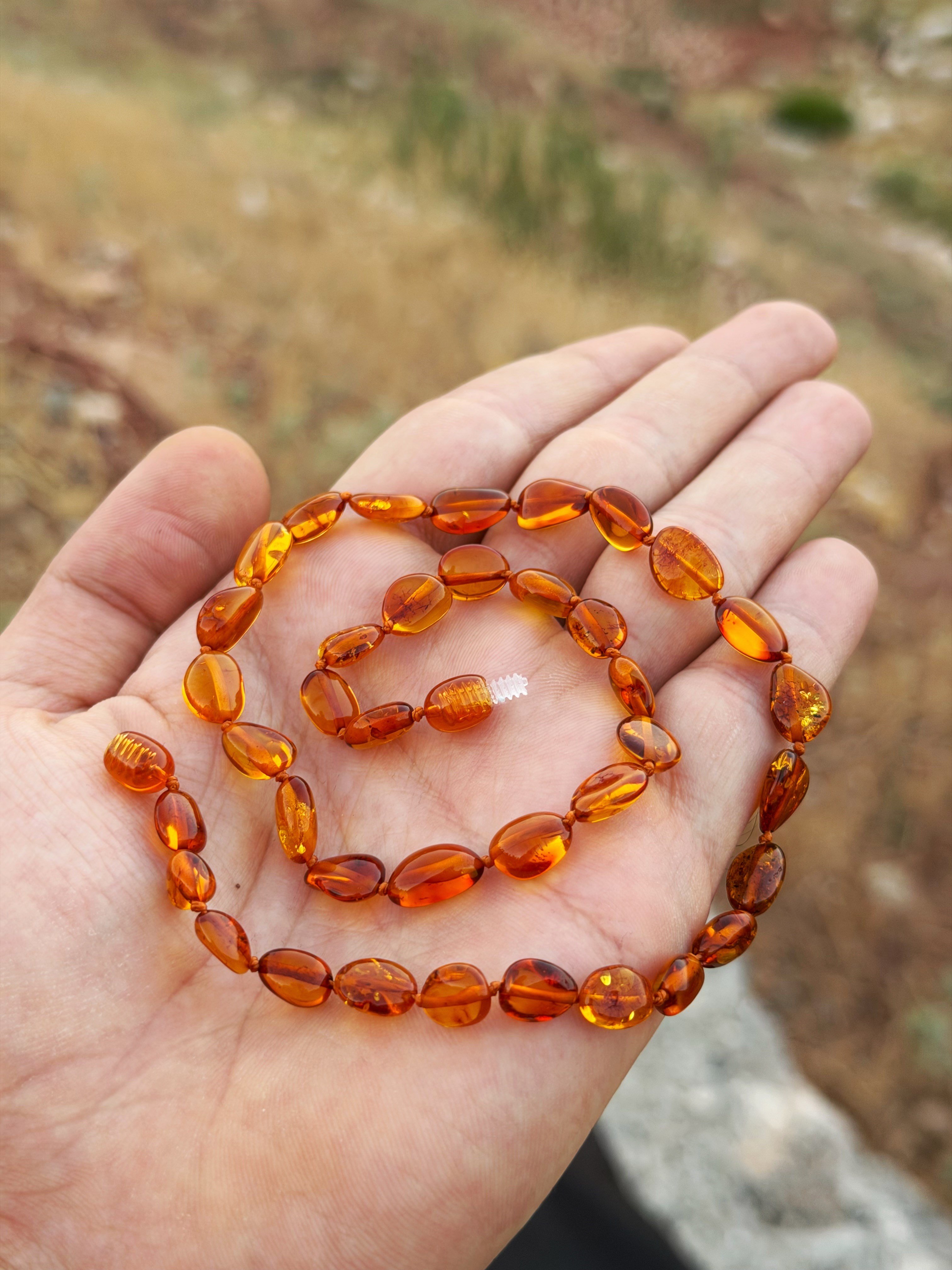 45 Cm Karamel Kehribar Kolye 