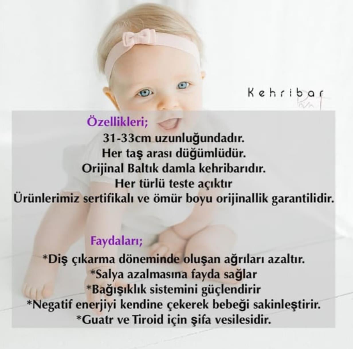 Multi Renk Bebek Kehribar Kolyesi 