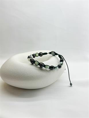 Granat (LaL) & Aquamarin Makrome Bileklik