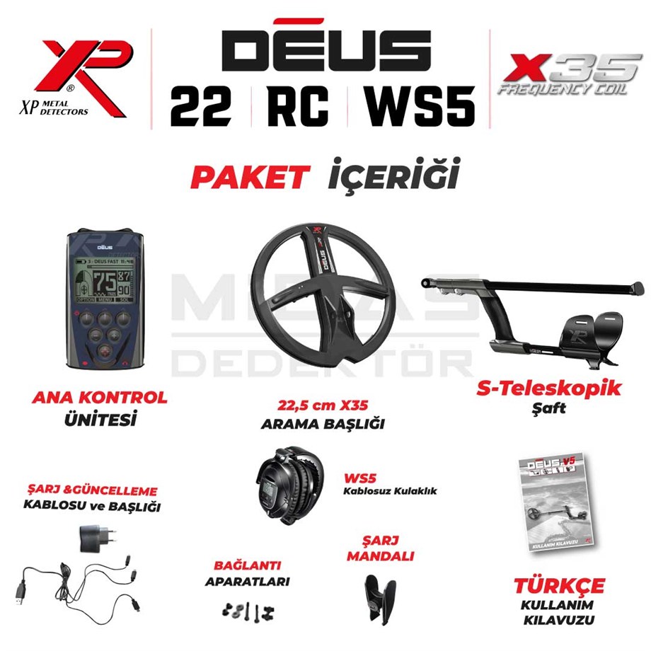 DEUS 28CM X35 BAŞLIK,ANA KONTROL ÜNİTESİ,WS5 KULAKLIK