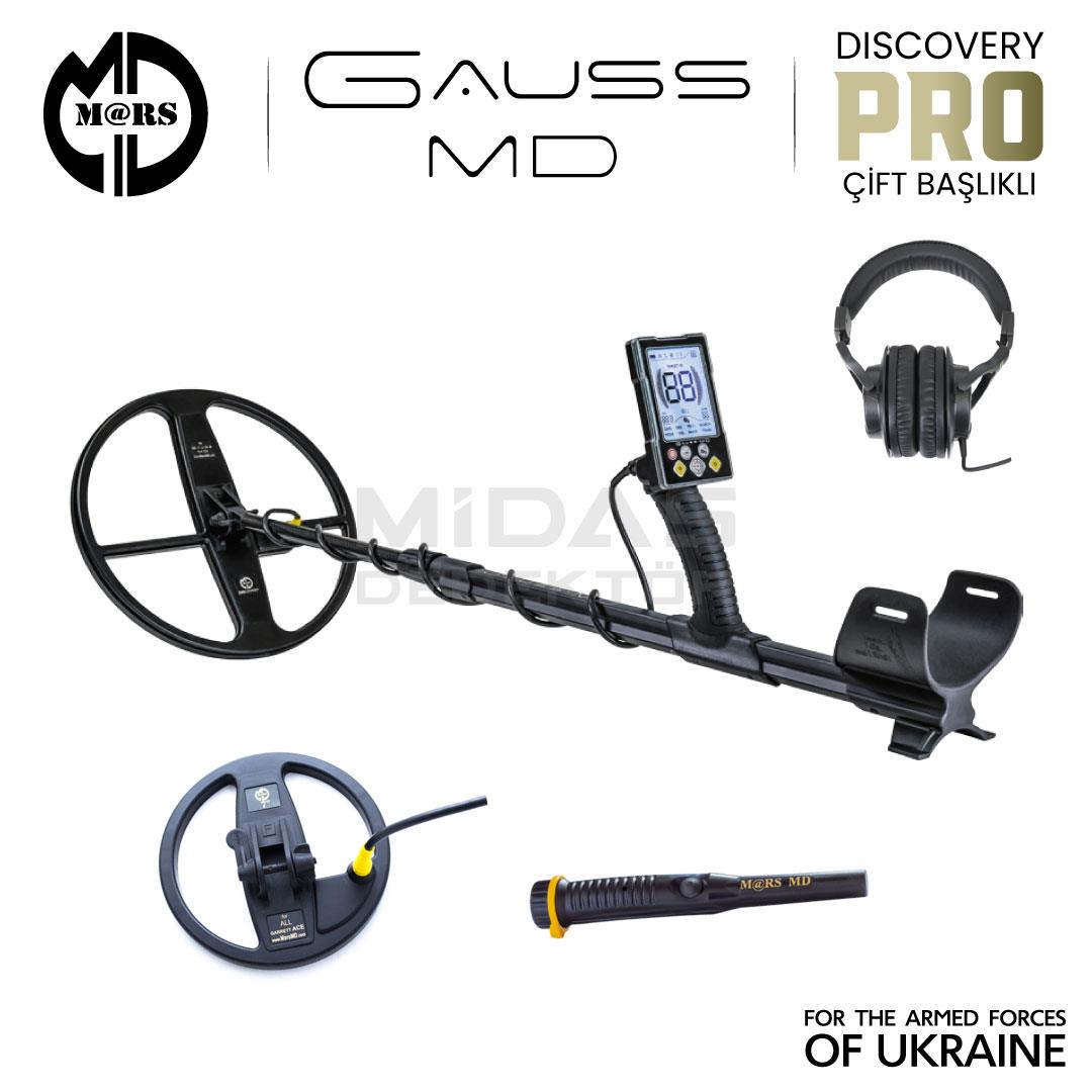 GAUSS MD Dedektör – Discovery 33cm + 18cm Başlık – Pinpointer + Kulaklık