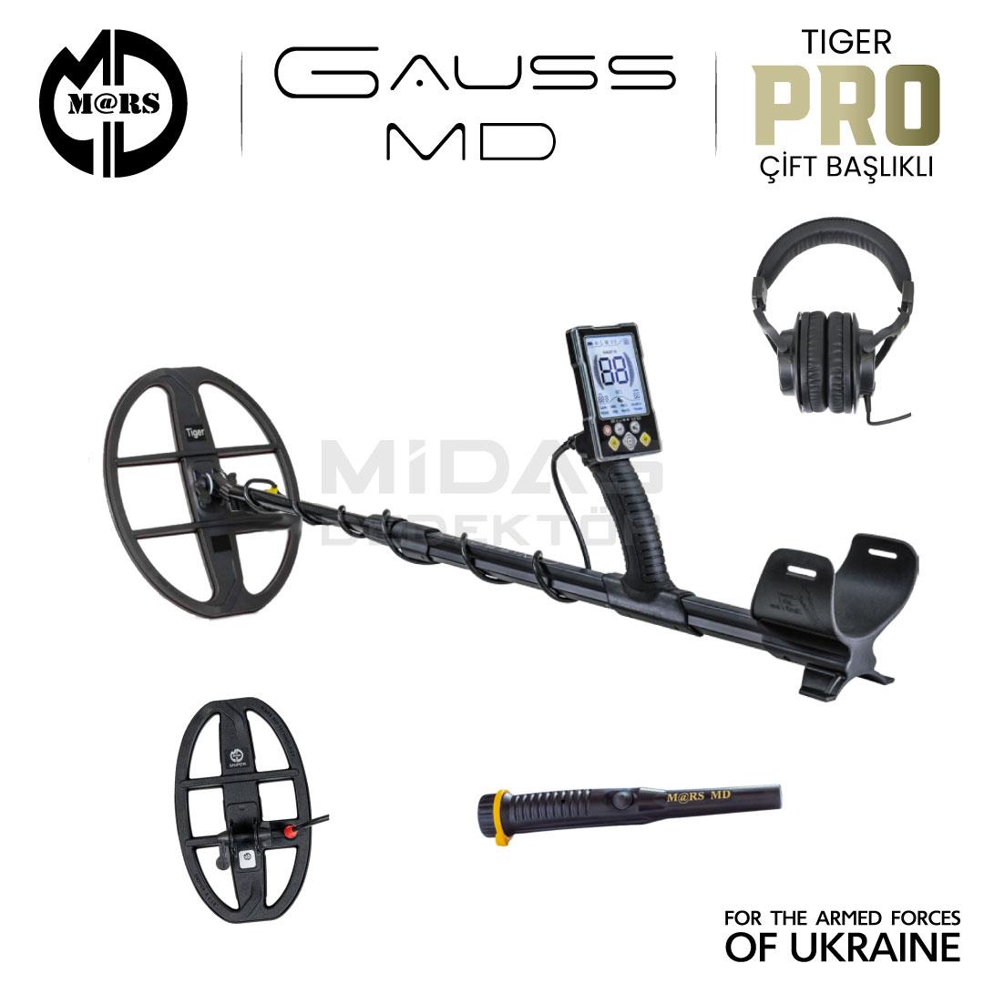 GAUSS MD Dedektör – TIGER 33x25,5cm + SNIPER 25x15cm Başlık – Pinpointer + Kulaklık