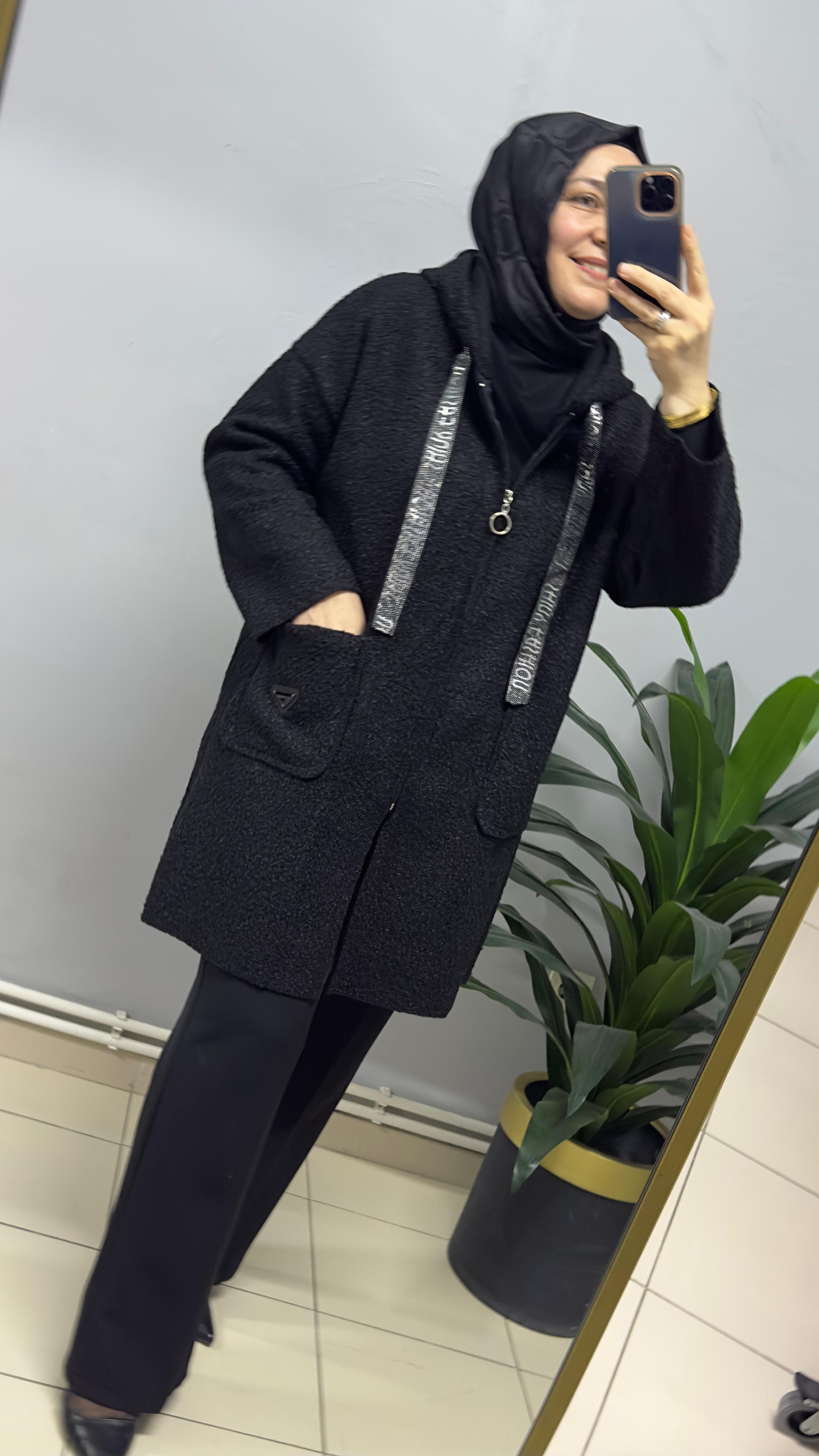 SİYAH BUKLET KABAN