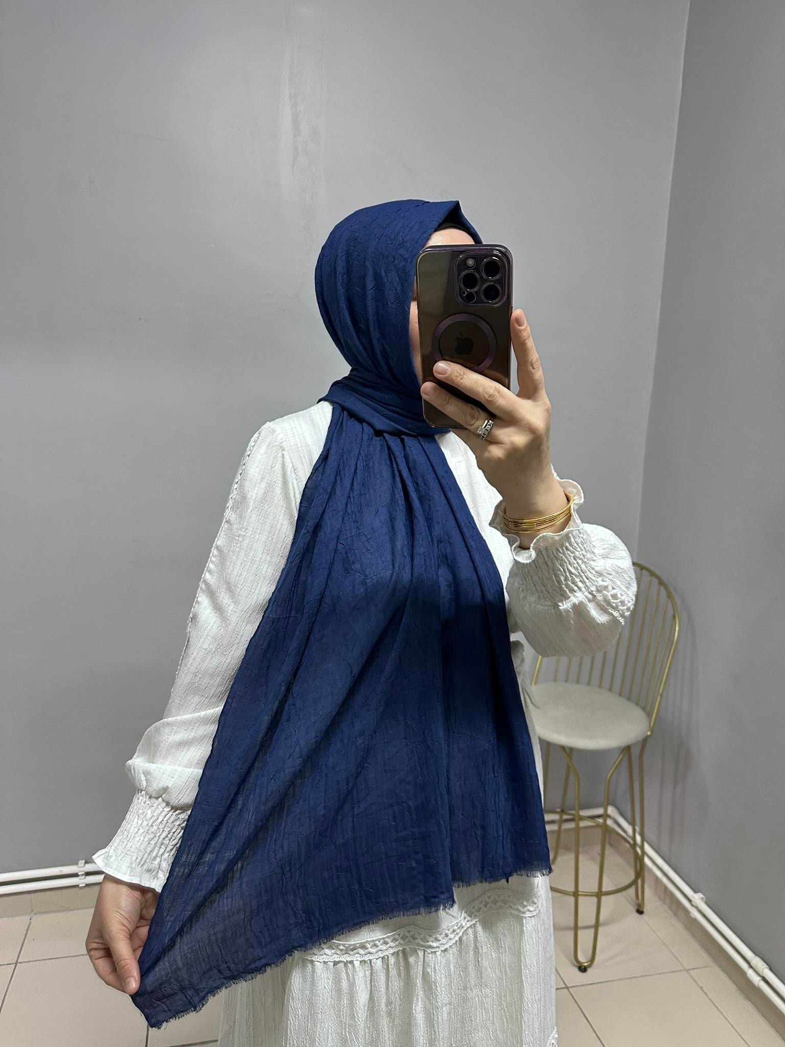 LACİVERT BAMBU ŞAL