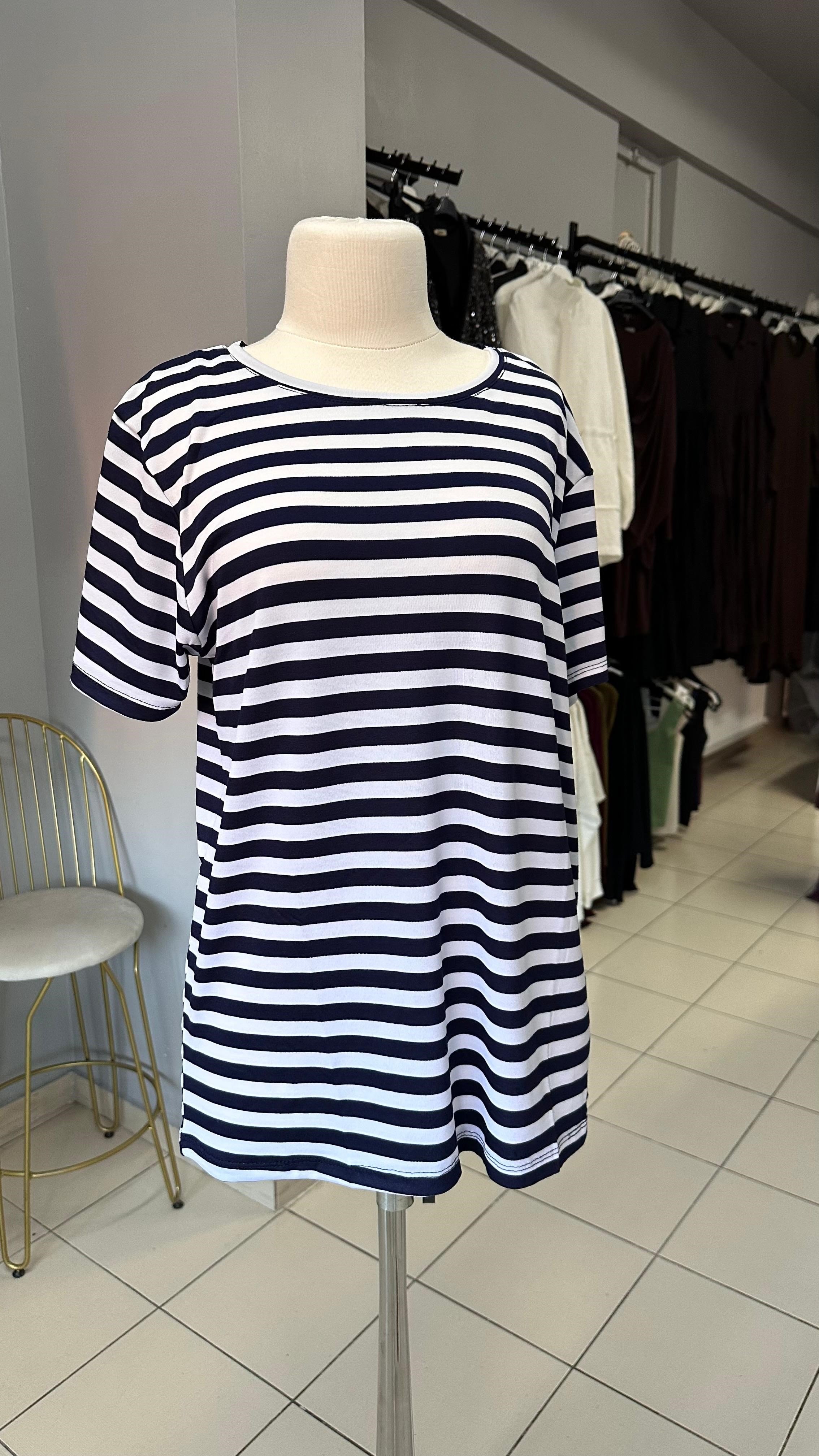 LACİVERT ÇİZGİLİ T-SHIRT