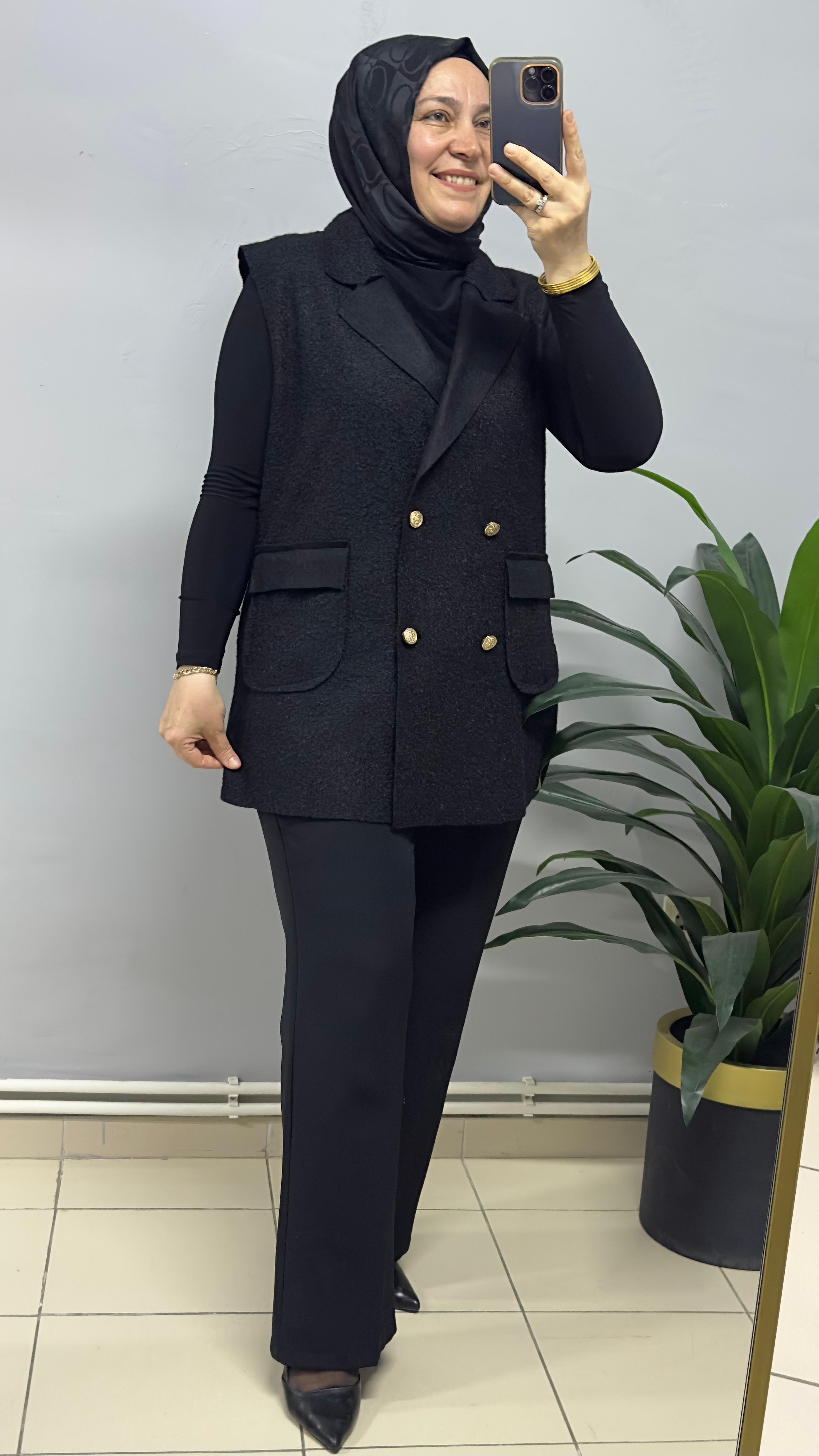SİYAH BLAZER YELEK