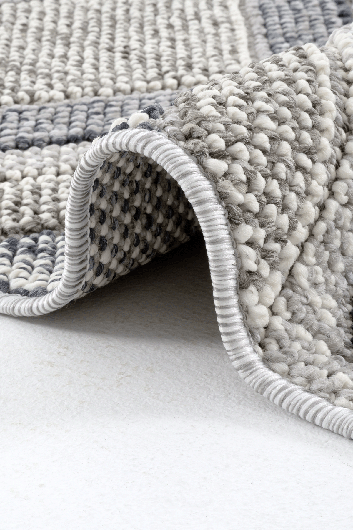 Bukle 1402 Gri - Gri ve Mavi Tonlarda Oturma Odası Halısı