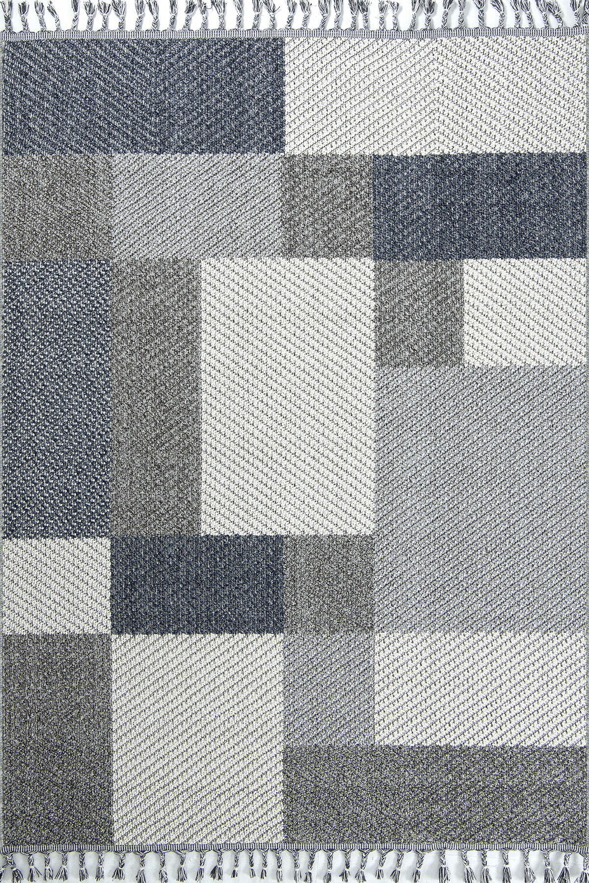 Bukle 1403 Gri Mavi - Şık Renk Geçişli Oturma Odası Halısı