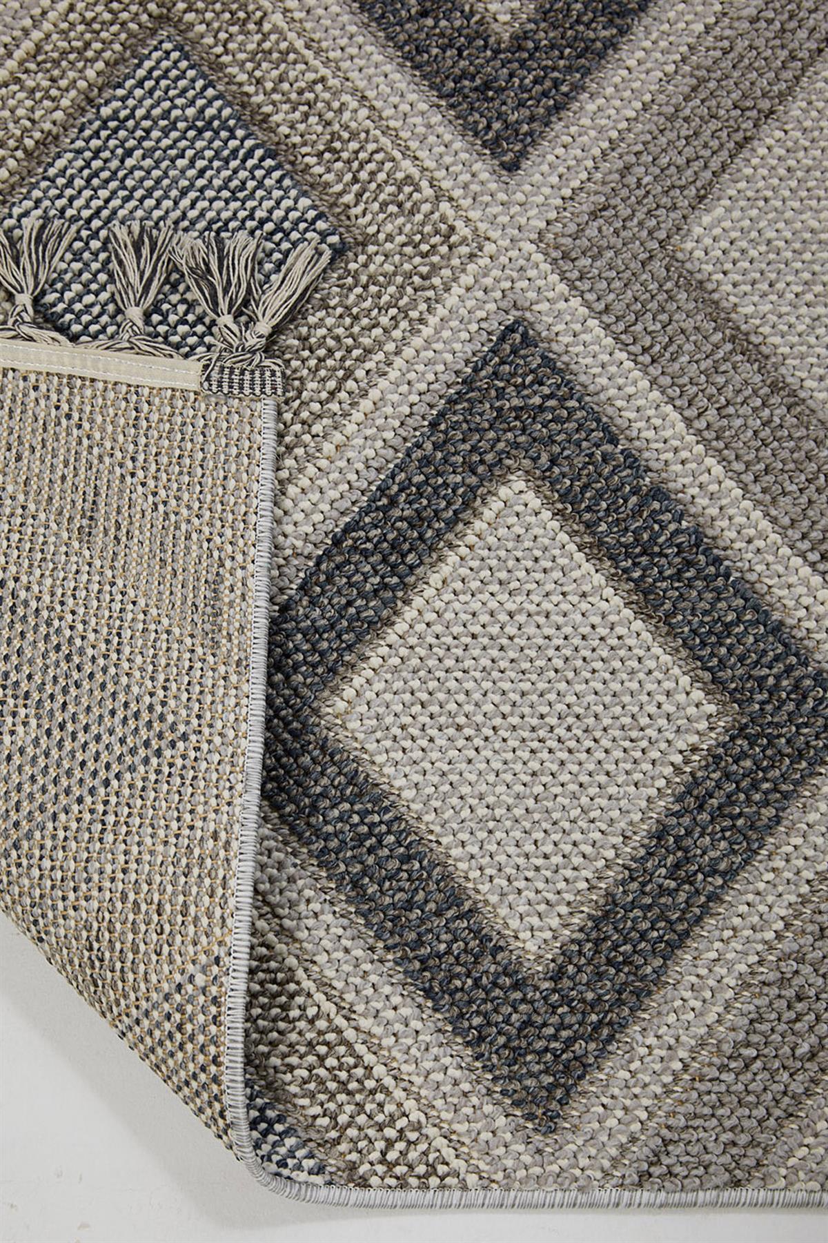 Bukle 1402 Gri - Gri ve Mavi Tonlarda Oturma Odası Halısı