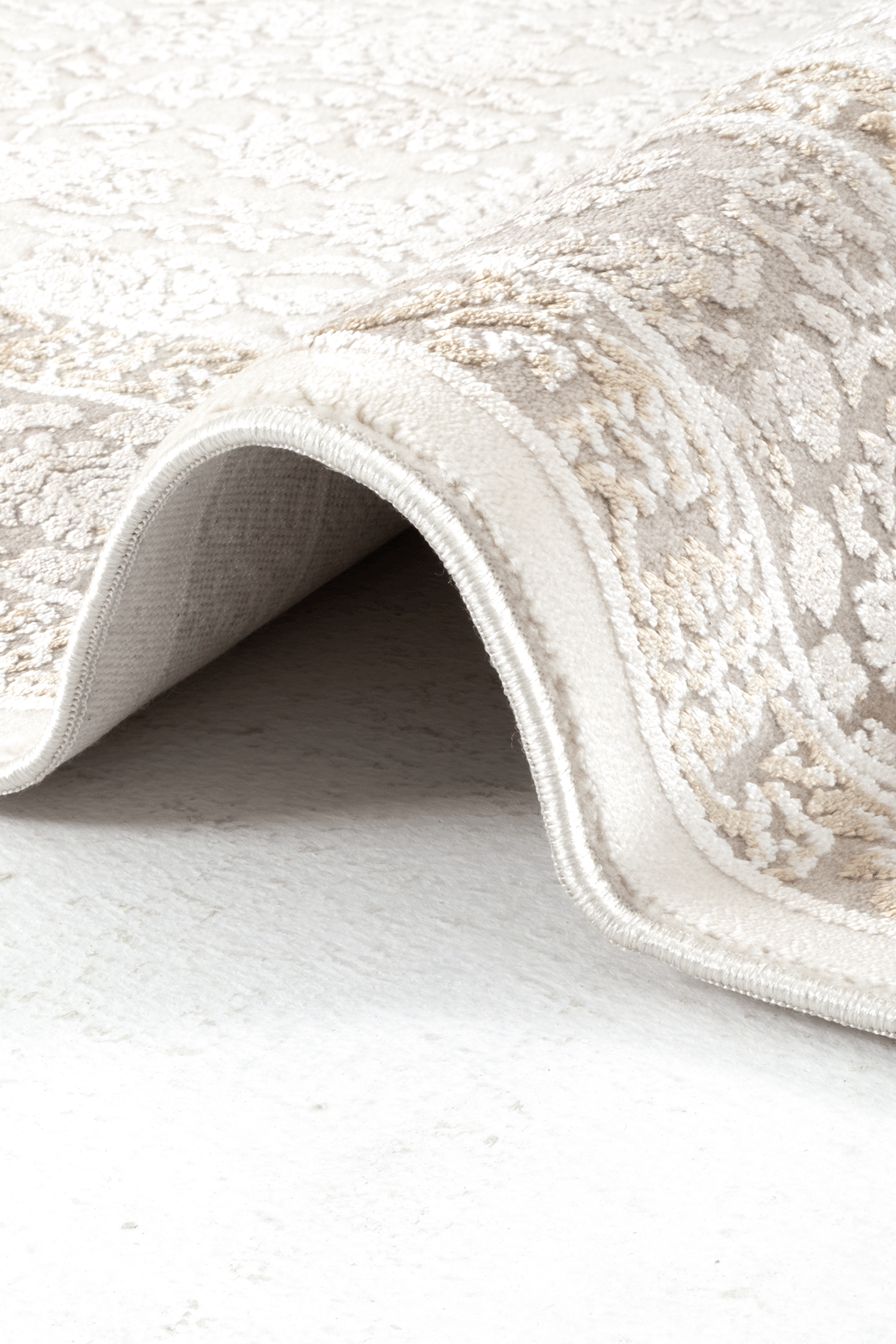 Naturel 1714 Krem - Geniş Bordürlü Krem Kahve Halı Modeli