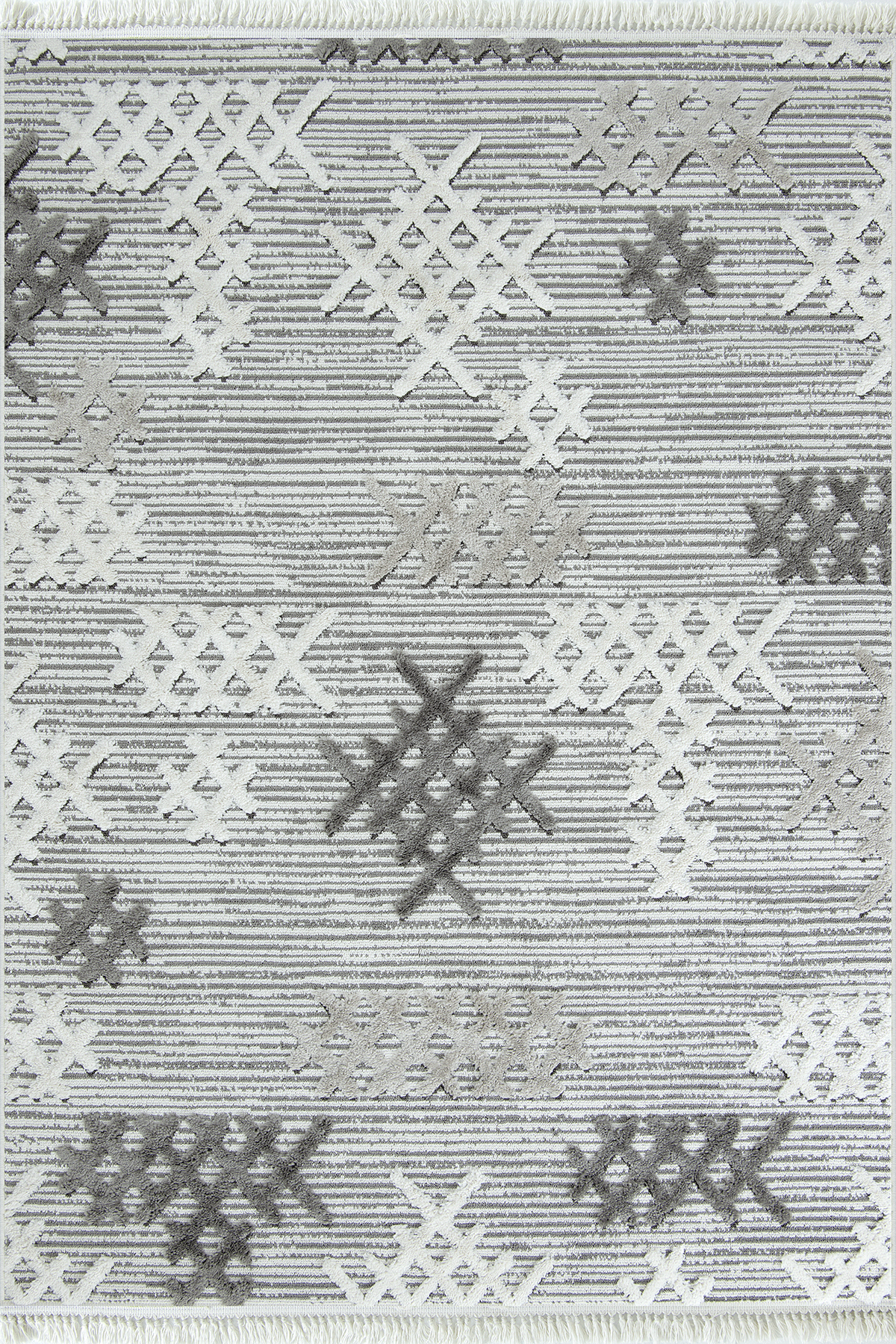 Step 2205 Gri - Dokulu Etnik Desenli Gri Halı