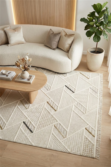 Bonn 8805 Krem - Modern Ev Dekorasyonu İçin Geometrik Salon HalısıDekorenti404000517717011