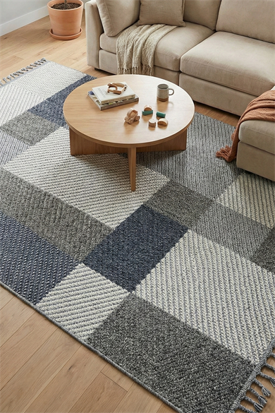 Bukle 1403 Gri Mavi - Şık Renk Geçişli Oturma Odası HalısıDekorenti400500316117011