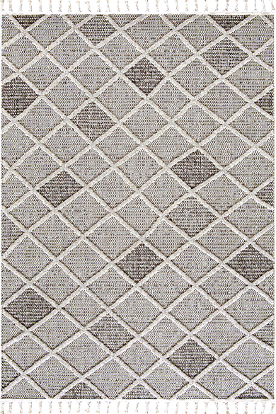 Bukle 1411 Krem - Elmas Desenli Modern Salon ve Oturma Odası Halısı