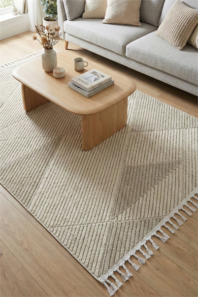 Bukle 1413 Bej - Sıcak Bej Tonlarıyla Konforlu Ev Halısı