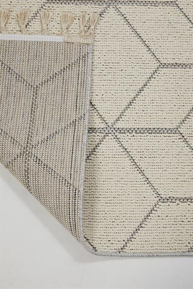 Bukle 1407 Beyaz - Üç Boyutlu Geometrik Tasarımlı Oturma Odası Halısı