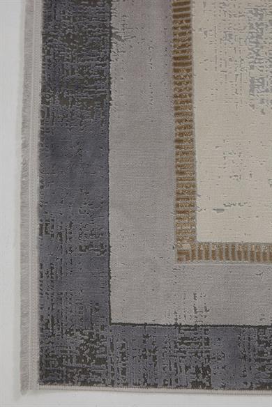 Dora 1901 Vizon - Çerçeve Desenli Eskitme Görünümlü Salon Halısı