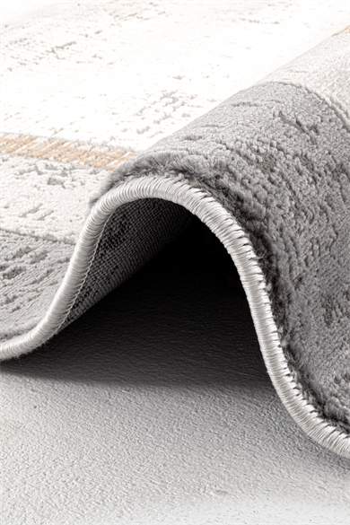 Dora 1901 Vizon - Çerçeve Desenli Eskitme Görünümlü Salon Halısı