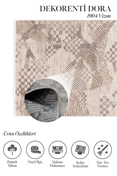 Dora 1904 Vizon - Sanatsal Desenli Zarif Ev Halısı