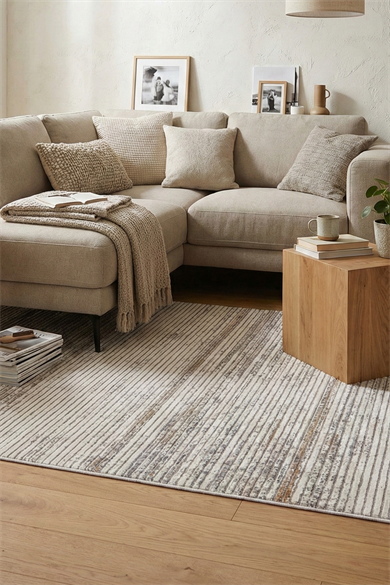 Dora 1905 Vizon - Çizgili Modern Salon ve Oturma Odası HalısıDekorenti401400525017011