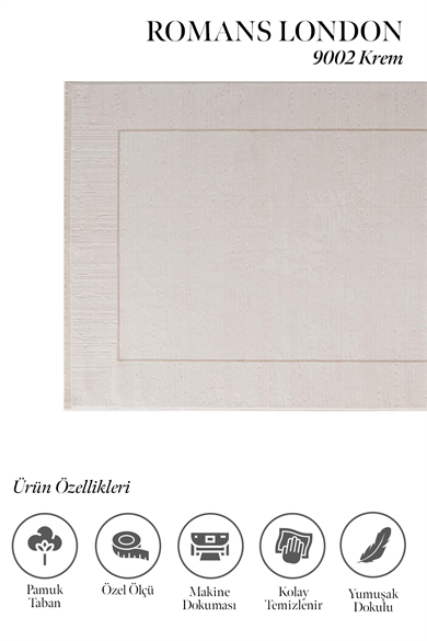 London 9002 Krem - Modern Çerçeve Desenli Krem Halı