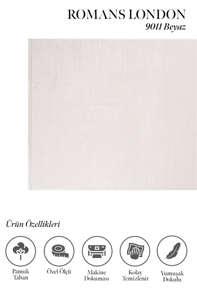 London 9011 Beyaz - Soft Dokusuyla Işık Yansıtan Beyaz Halı