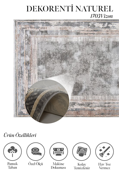 Naturel 1703 Gri Vizon - Oturma Odaları İçin Gri Vizon Halı Modeli
