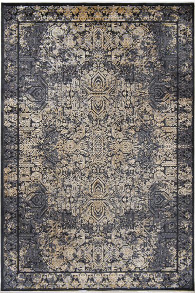 Naturel 1707 Siyah Sarı - Zarif ve Modern Siyah Sarı Halı