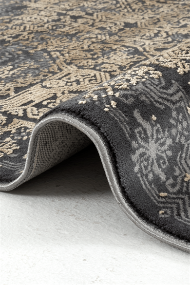 Naturel 1707 Siyah Sarı - Zarif ve Modern Siyah Sarı Halı