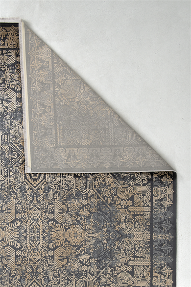 Naturel 1707 Siyah Sarı - Zarif ve Modern Siyah Sarı Halı