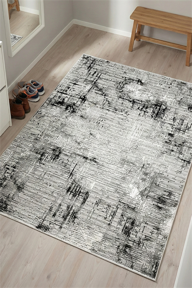 Norm 6213 Gri - Fırça İzi Efektli Gri Salon HalısıRomans301701316017011