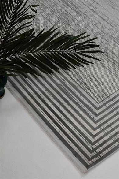Naturel 1706 Gri - Modern Çizgi Detaylı Gri Halı Modeli