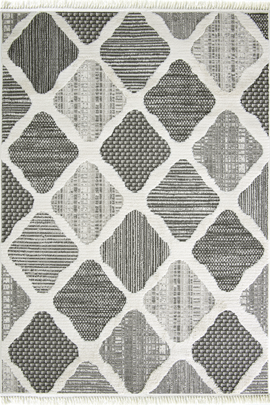 Step 2202 Gri - Göz Alıcı Elmas Motifli Gri Halı