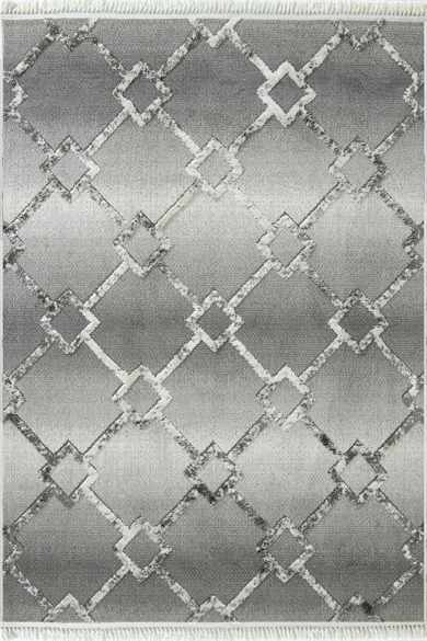 Step 2203 Gri - Zikzak Motifli Gri Degrade Salon Halısı