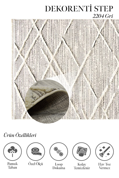 Step 2204 Gri - Dinamik Hatlara Sahip Modern Gri Halı