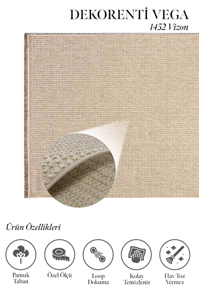 Vega 1452 Vizon - Sade & Şık Vizon Renkli Yuvarlak Halı