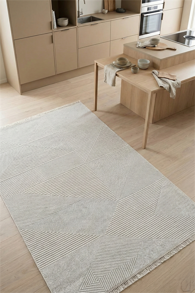 Vega 1454 Krem - Modern Daire Desenle Krem Halı Estetiği