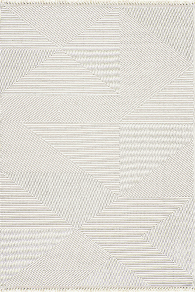 Vega 1454 Krem - Modern Daire Desenle Krem Halı Estetiği