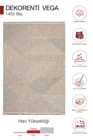 Vega 1455 Vizon - Oturma Odaları İçin Şık Vizon Halı