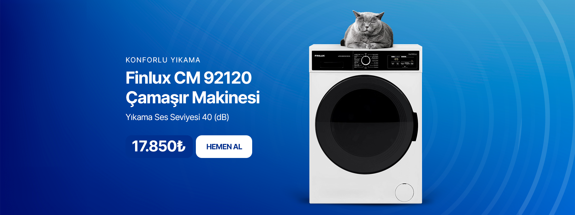 Finlux CM 92120 Çamaşır Makinesi - Konforlu yıkama, düşük ses seviyesi (40 dB), beyazesyabul.com üzerinde 17.850₺ fiyatıyla hemen satın alınabilir.