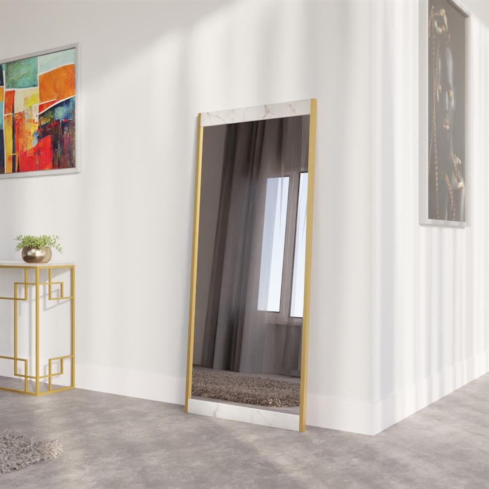 Zelda Beyaz Mermer Dekoratif Ayna