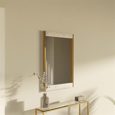 Nebra Beyaz Mermer Dekoratif Ayna