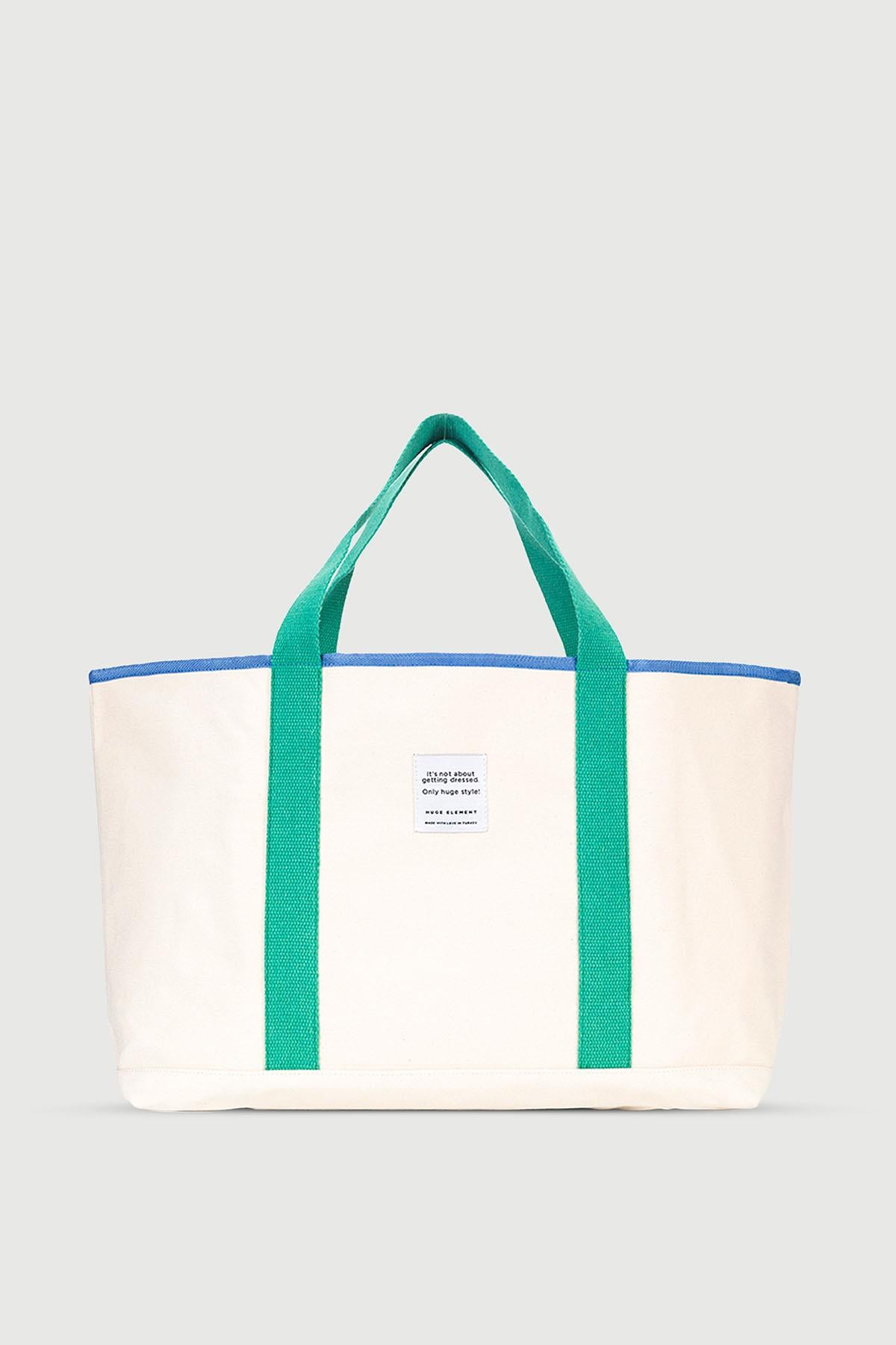 Huge Extra Large Linen Bag Green Ecru