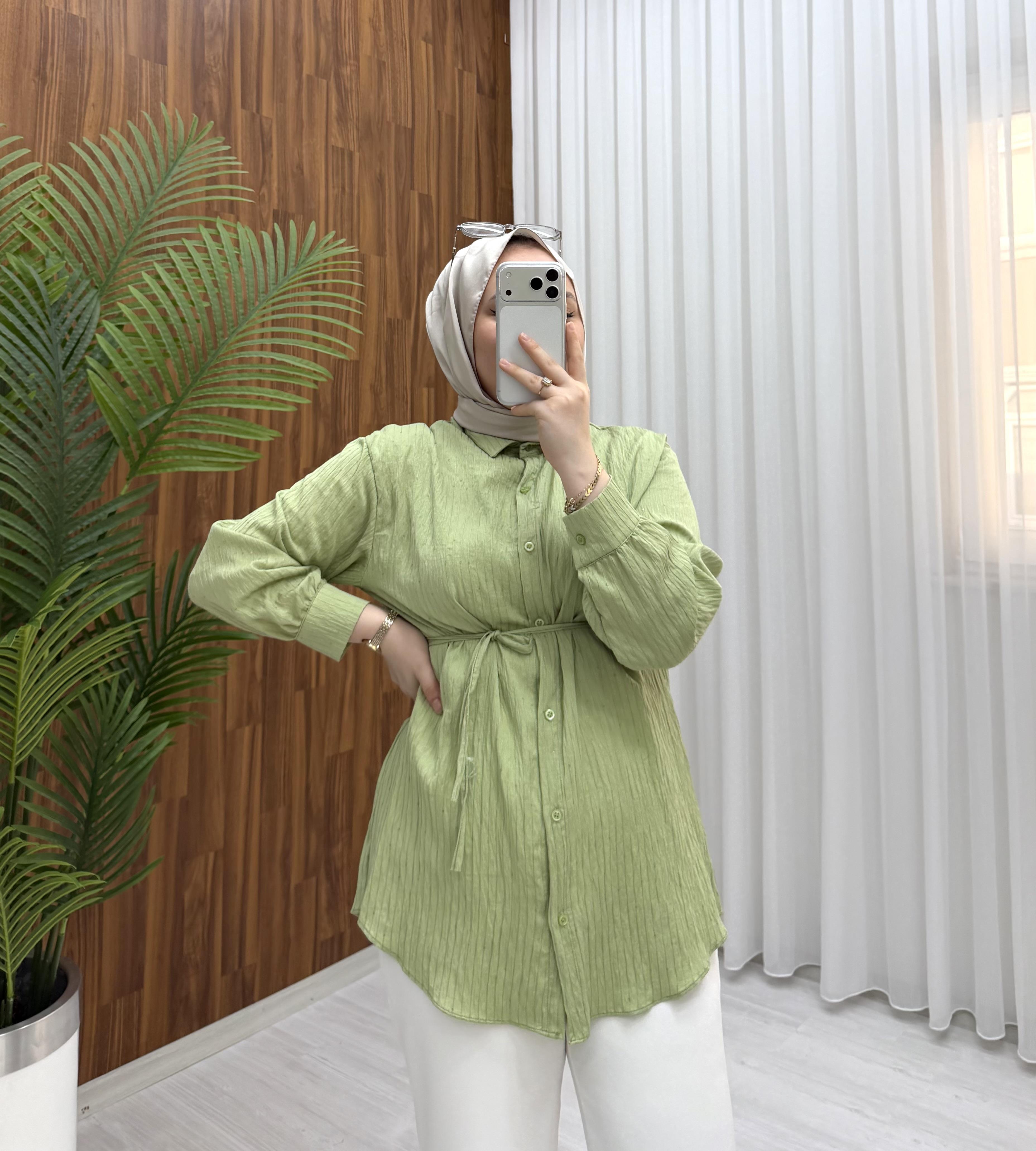 Newshe Bürümcük Pırlantalı tunik Std Mint Yeşili 1701 