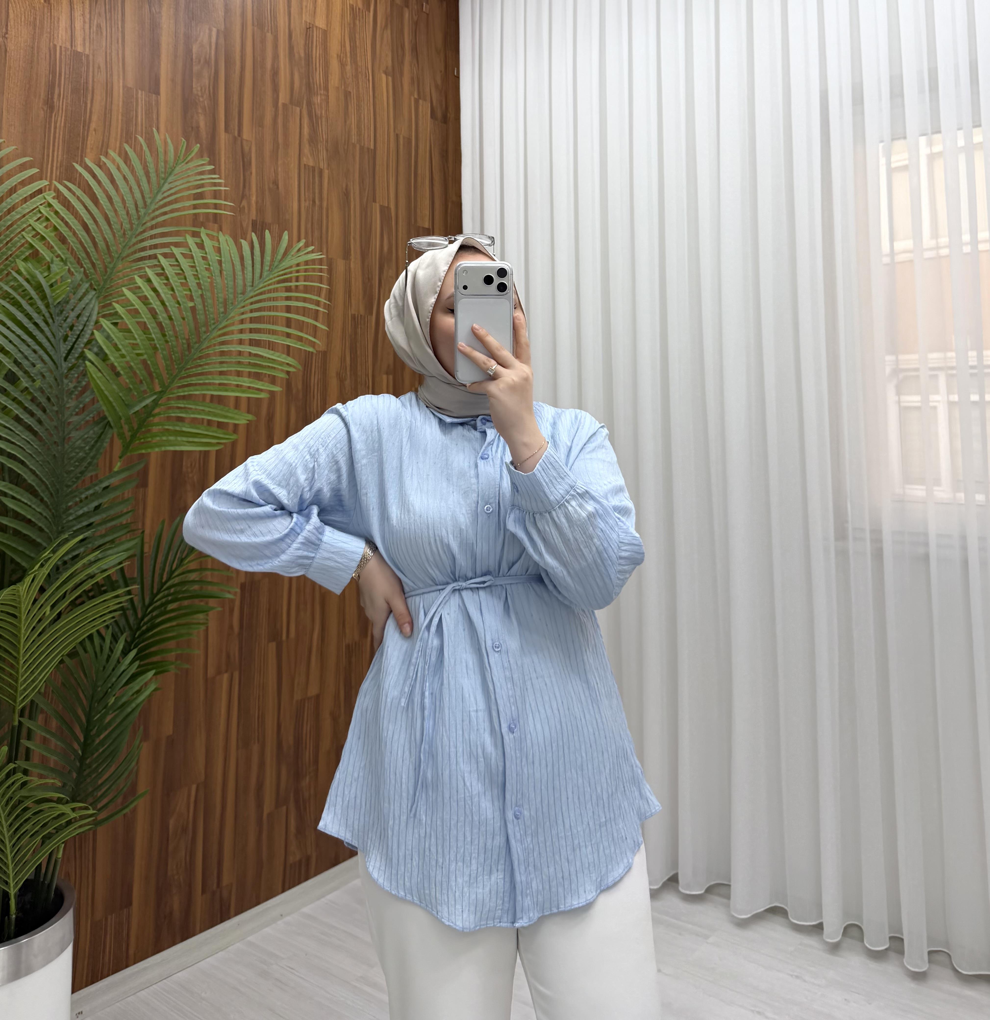 Newshe Bürümcük Pırlantalı tunik Std Bebe Mavisi  1701 
