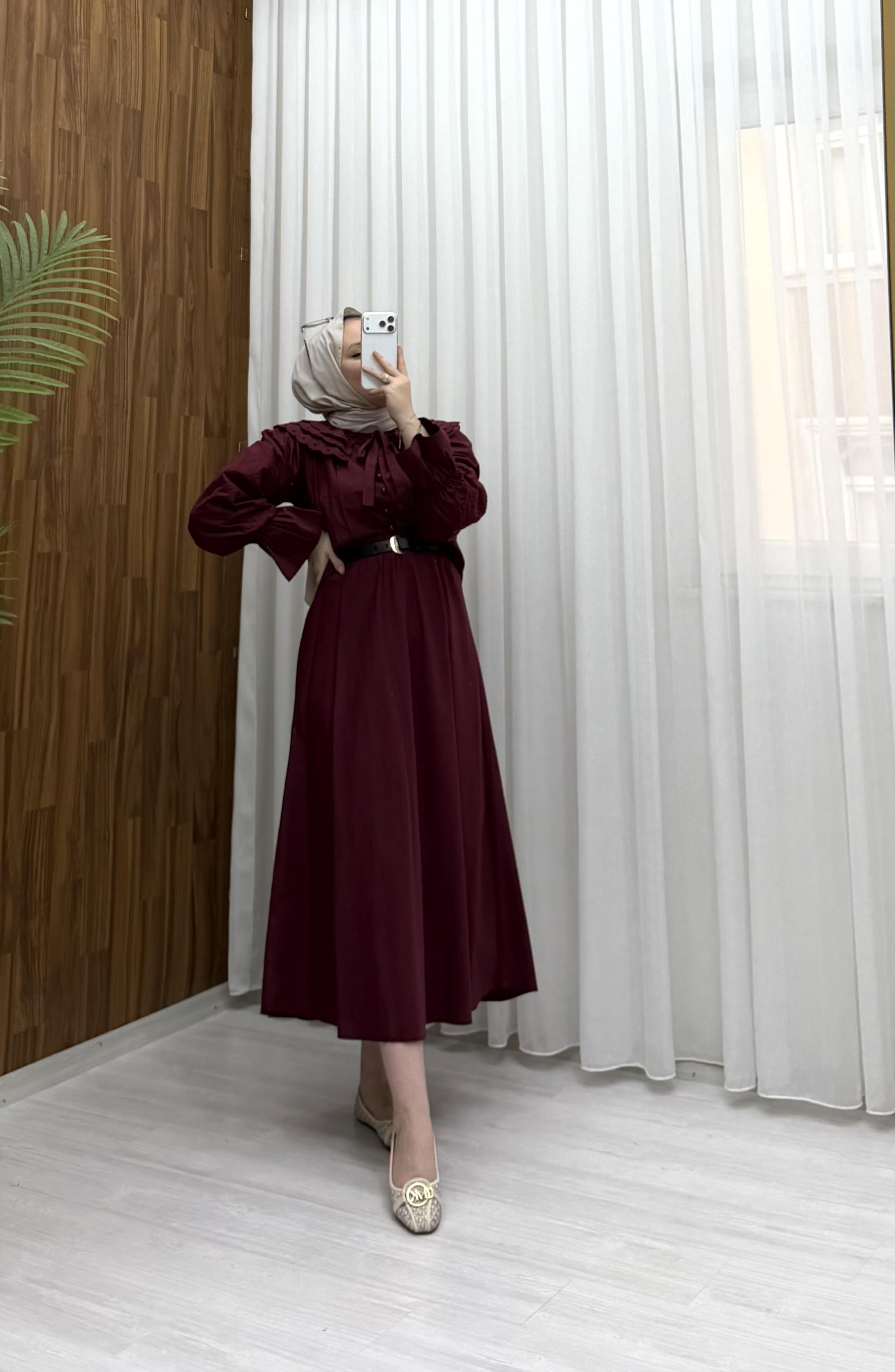 Poli Dantel Detatay Yakalı Modal Takım Bordo 3127 