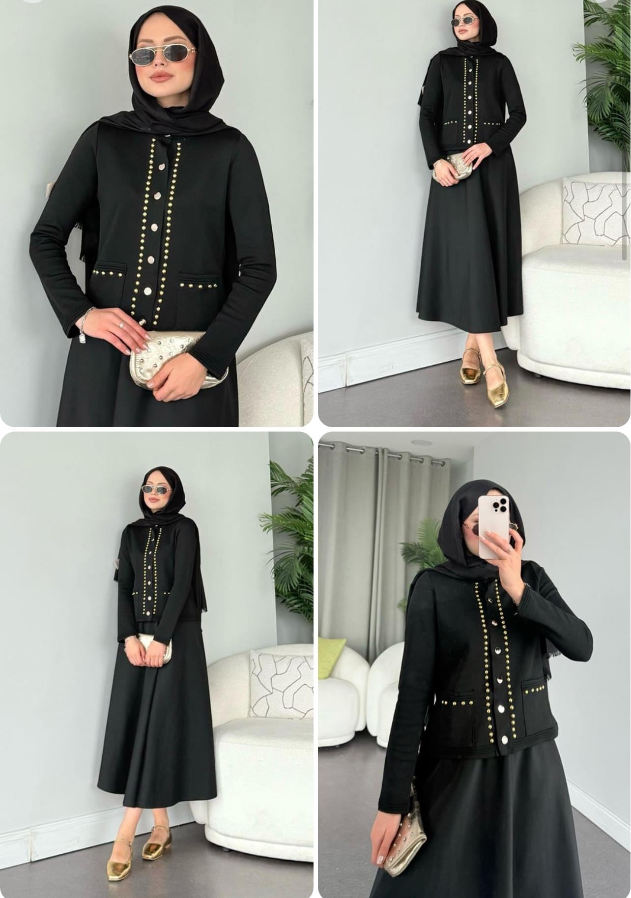 Almira Taşlı Hırka Siyah 